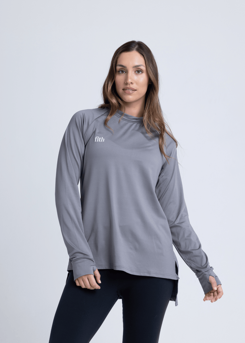 PWR Hi-Low Loose Workout Top (Shadow Grey)