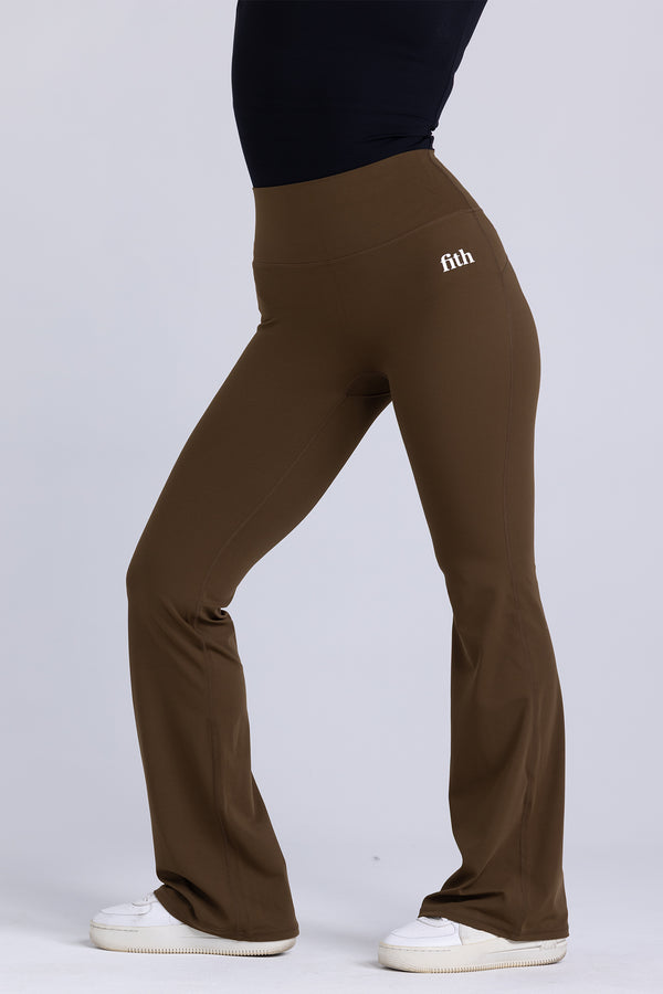 Soft Flare Leggings (Brown)