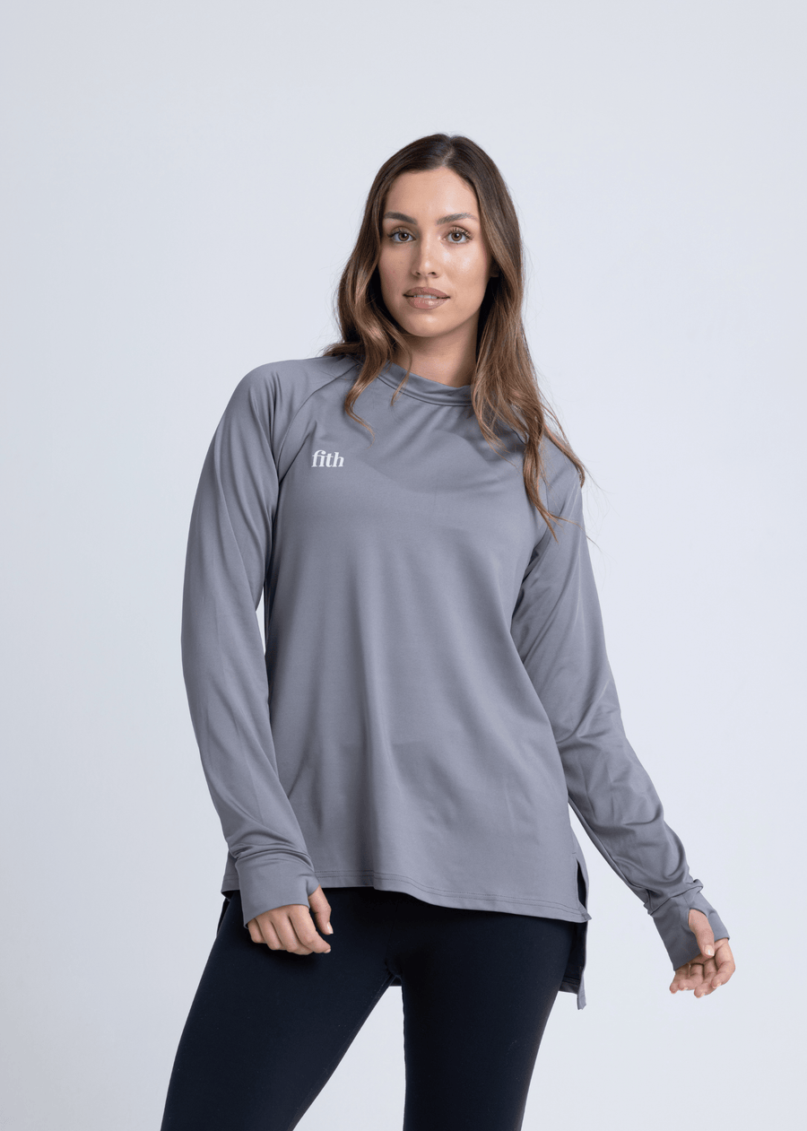 PWR Hi-Low Loose Workout Top (Shadow Grey)