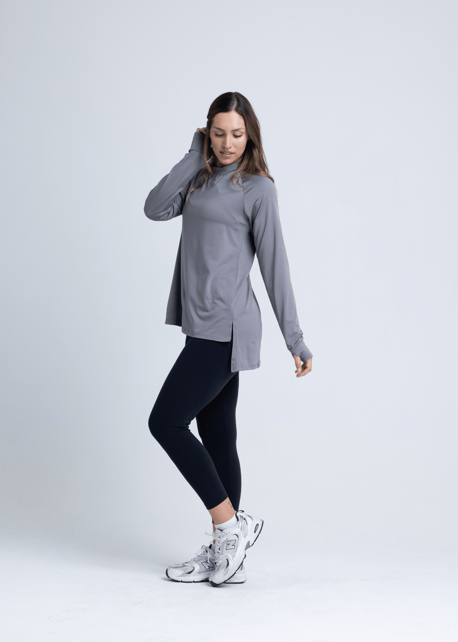 PWR Hi-Low Loose Workout Top (Shadow Grey)