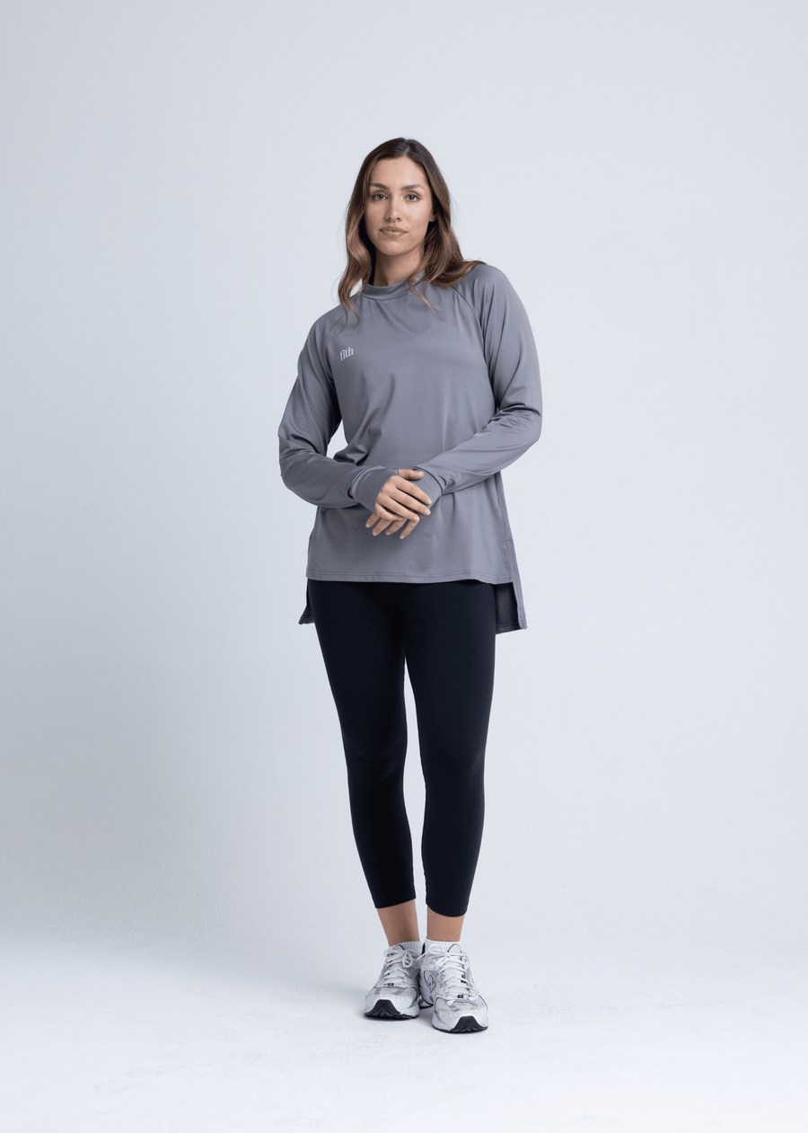 PWR Hi-Low Loose Workout Top (Shadow Grey)