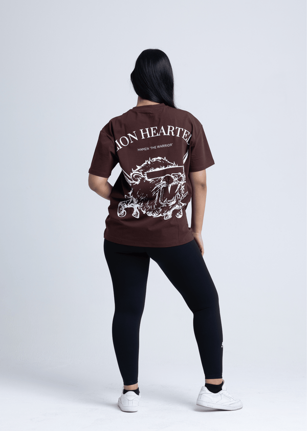 LION HEARTED - Workout Pump-Cover Up T-Shirt (Brown)
