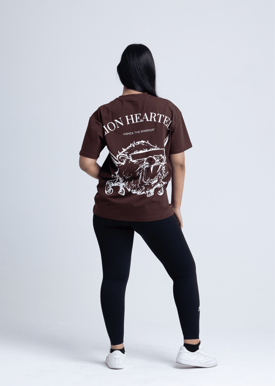 LION HEARTED - Workout Pump-Cover Up T-Shirt (Brown)