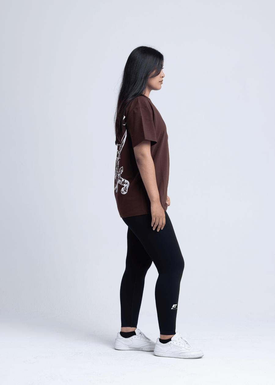 LION HEARTED - Workout Pump-Cover Up T-Shirt (Brown)
