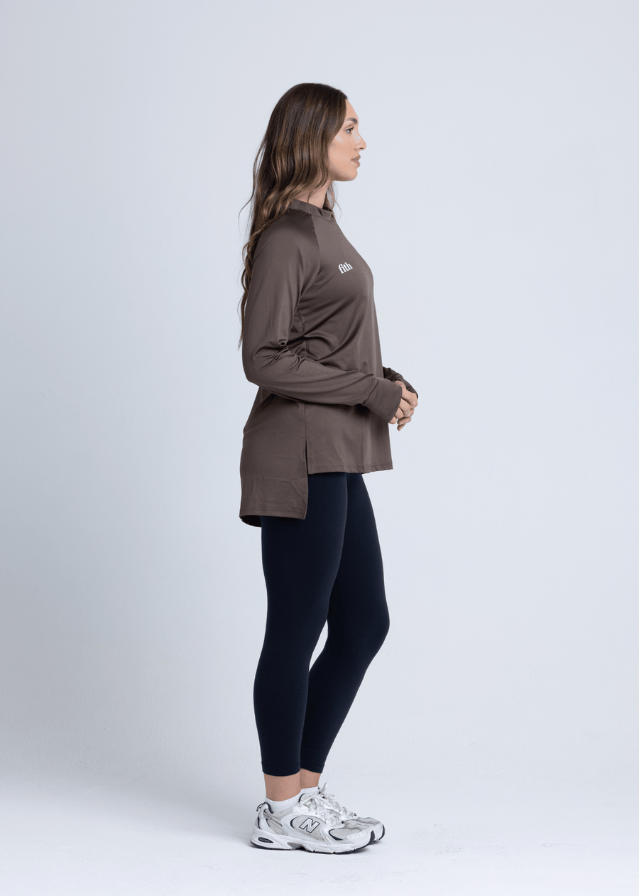 PWR Hi-Low Loose Workout Top (Chocolate)