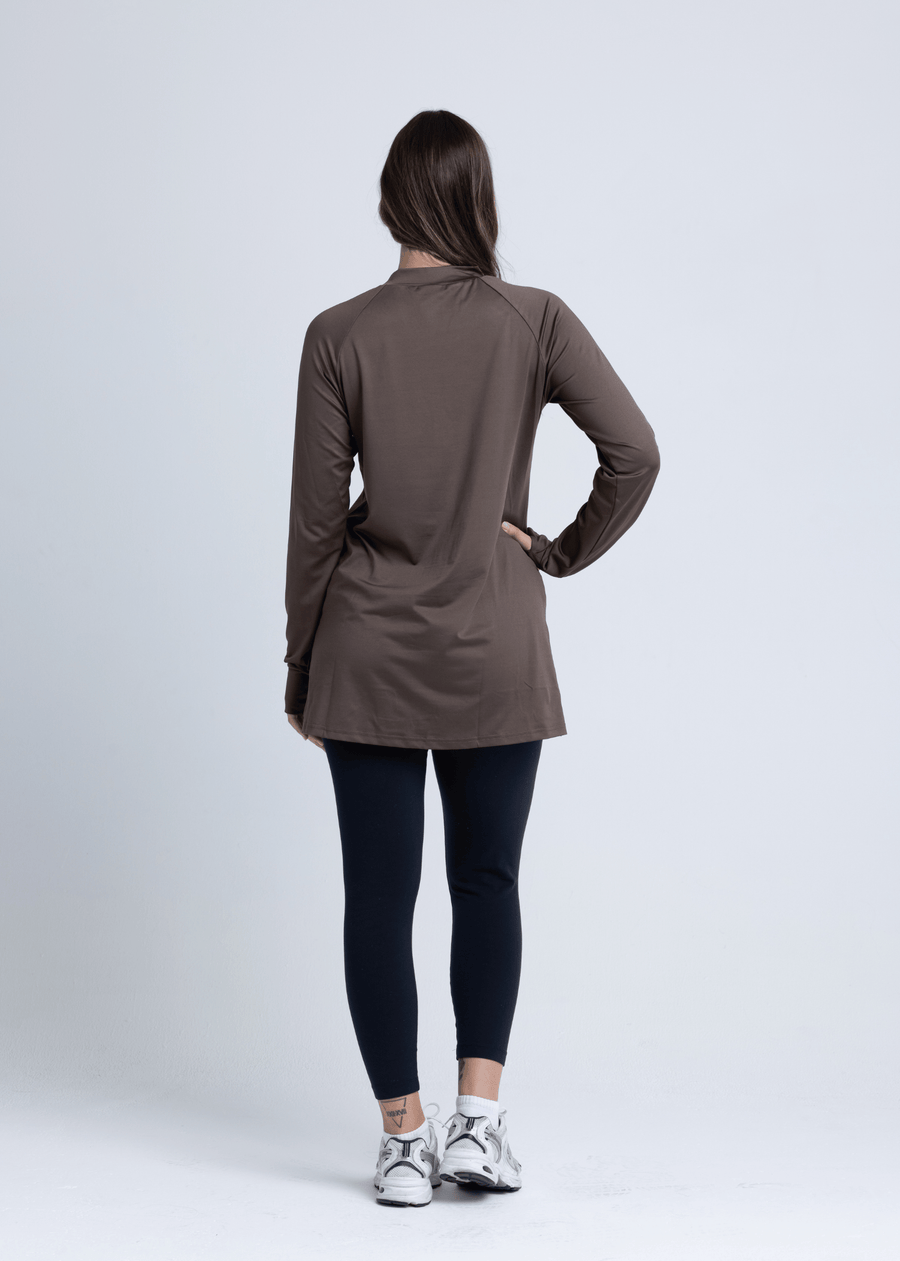 PWR Hi-Low Loose Workout Top (Chocolate)