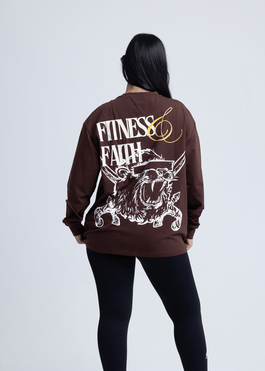 LION HEARTED - Workout Pump-Cover Long Sleeve (Brown)