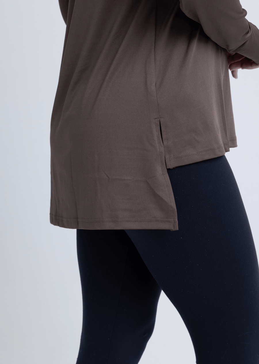 PWR Hi-Low Loose Workout Top (Chocolate)