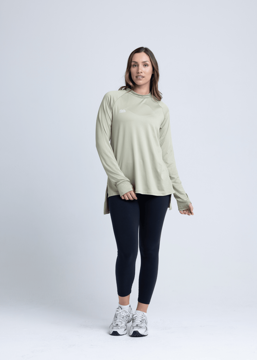 PWR Hi-Low Loose Workout Top (Matcha)