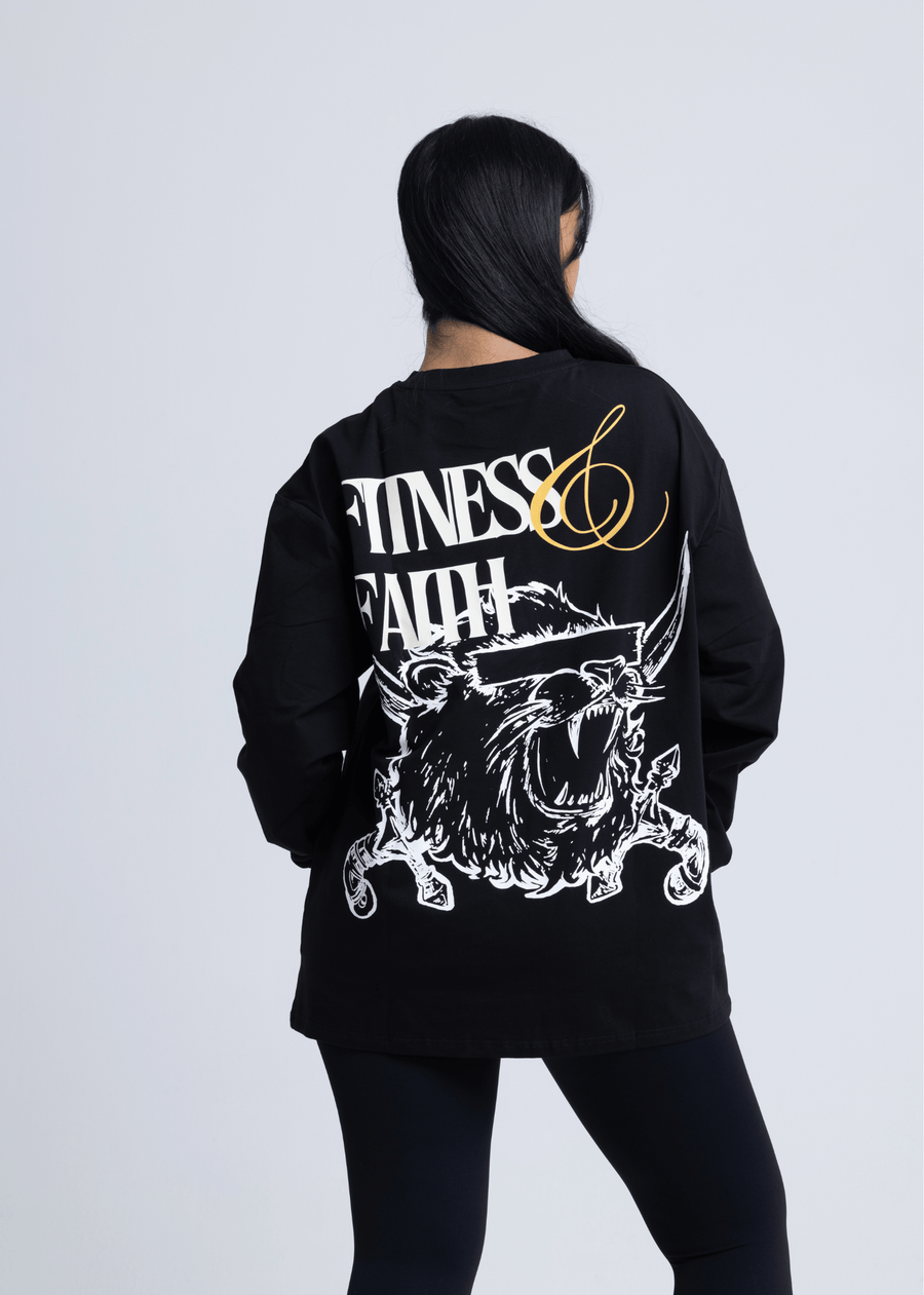 LION HEARTED - Workout Pump-Cover Long Sleeve (Black)