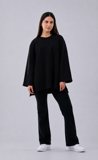 Cotton Relaxed Top - Athleisure (Black)