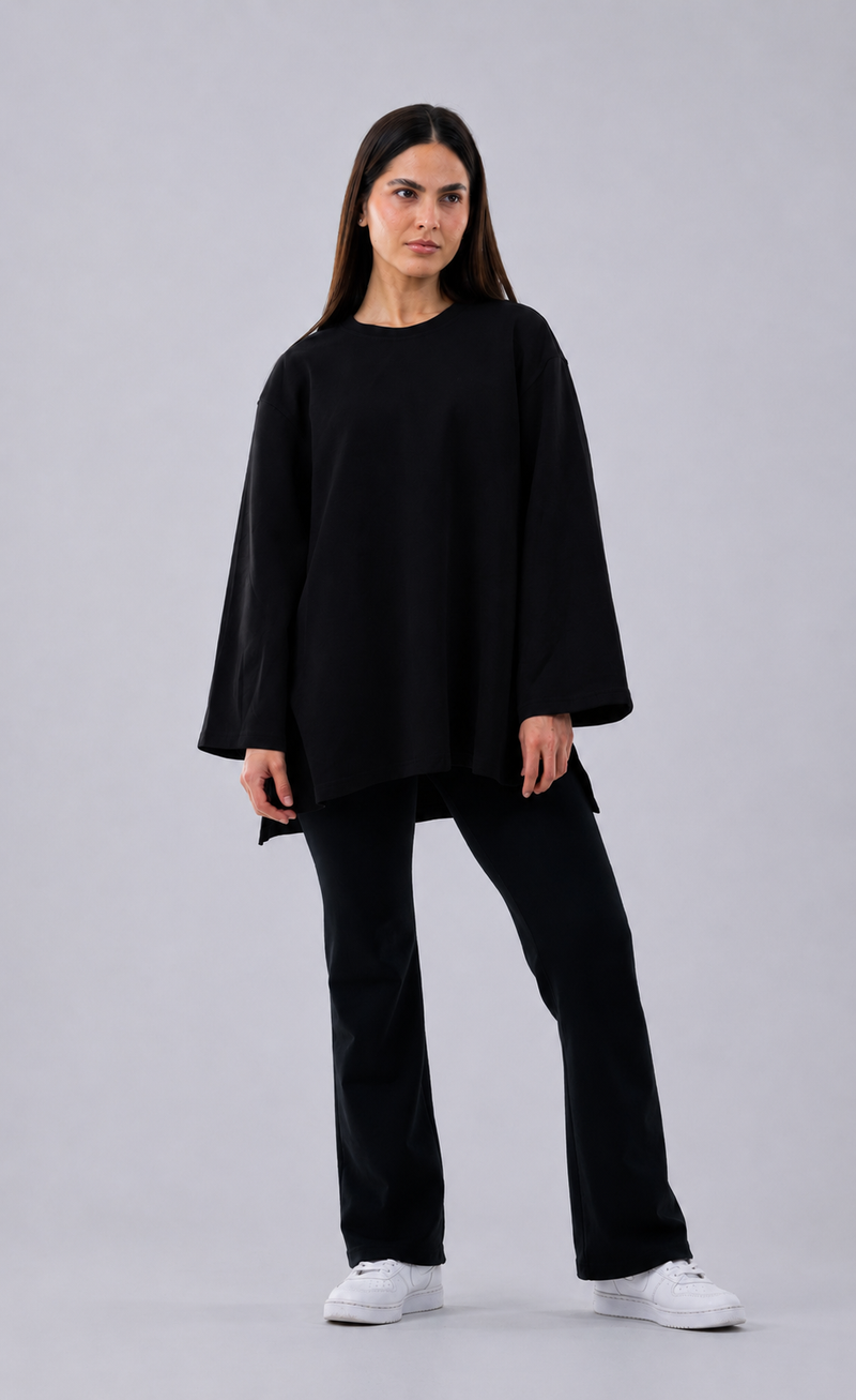 Cotton Relaxed Top - Athleisure (Black)