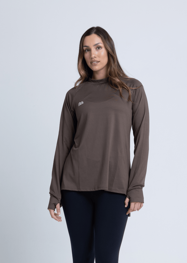 PWR Hi-Low Loose Workout Top (Chocolate)