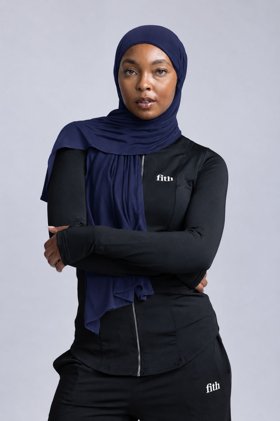 Non-Slip Workout Hijab (Denim Blue)
