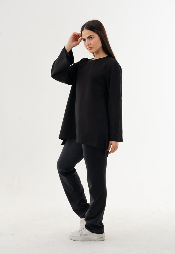 Cotton Relaxed Top - Athleisure (Black)
