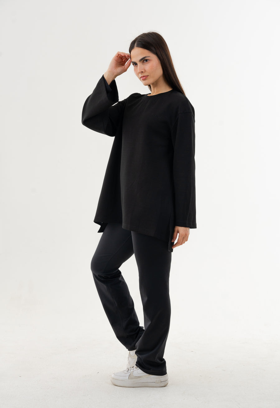 Cotton Relaxed Top - Athleisure (Black)