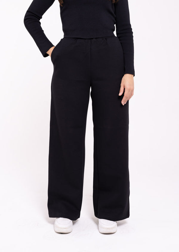 Cotton Relaxed Bottoms - Athleisure (Black)