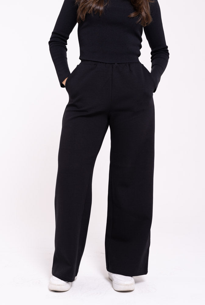 Cotton Relaxed Bottoms - Athleisure (Black)