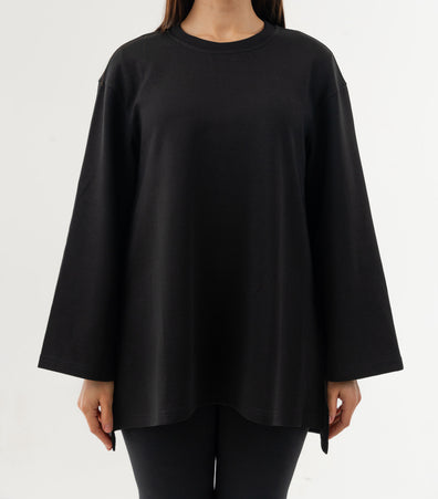 Cotton Relaxed Top - Athleisure (Black)