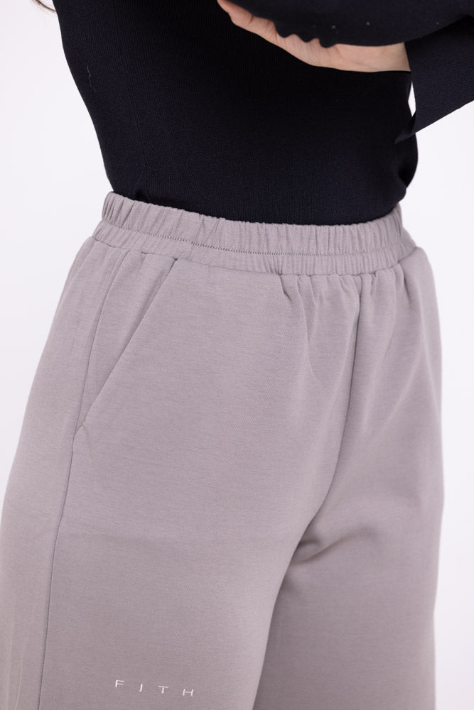 Cotton Relaxed Bottoms - Athleisure (Grey)