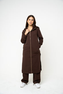  Brown Hooded Abaya (Zipped) - REST DAY CAPSULE