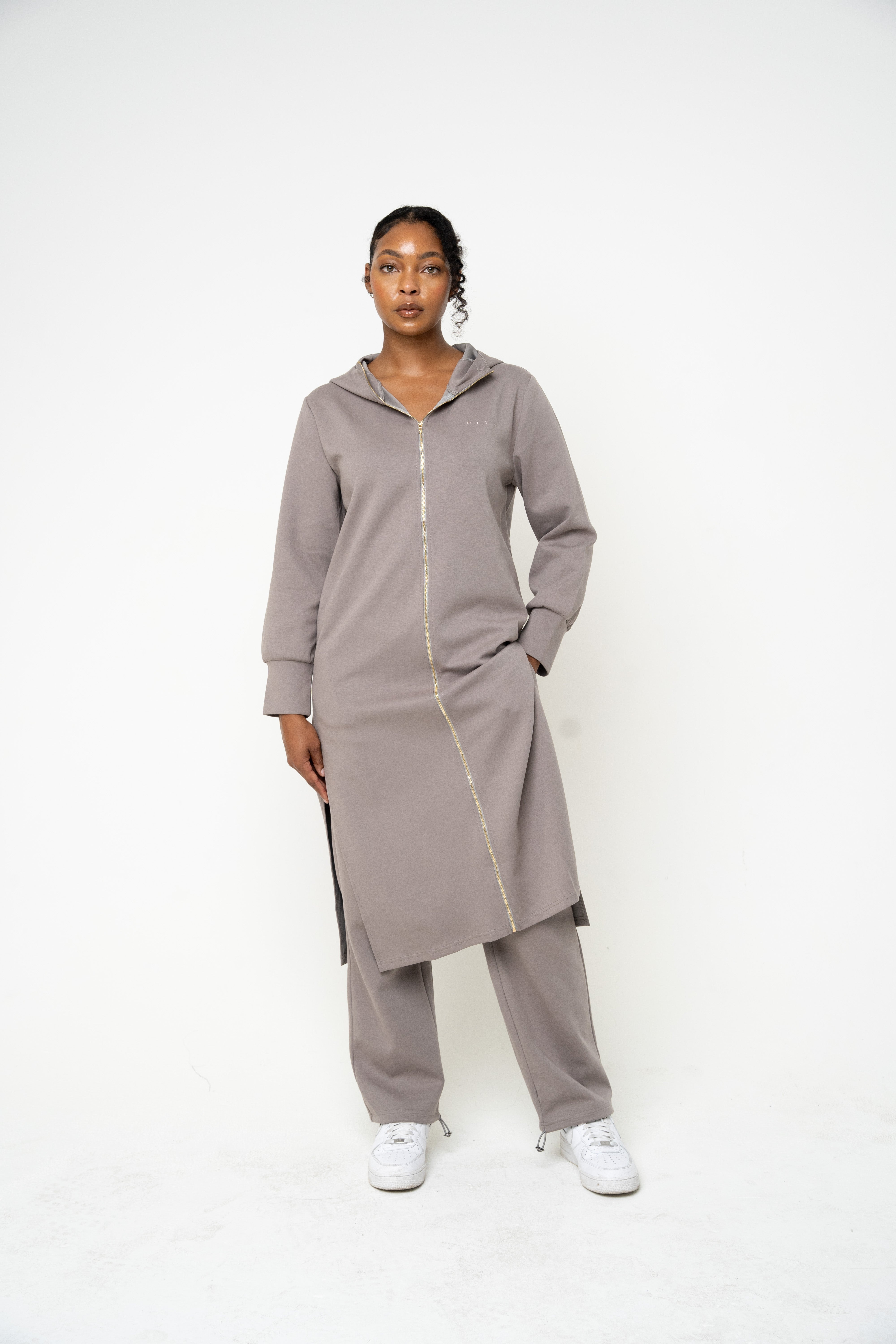 Grey Hooded Abaya (Zipped) - REST DAY CAPSULE