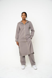  Grey Hooded Abaya (Zipped) - REST DAY CAPSULE