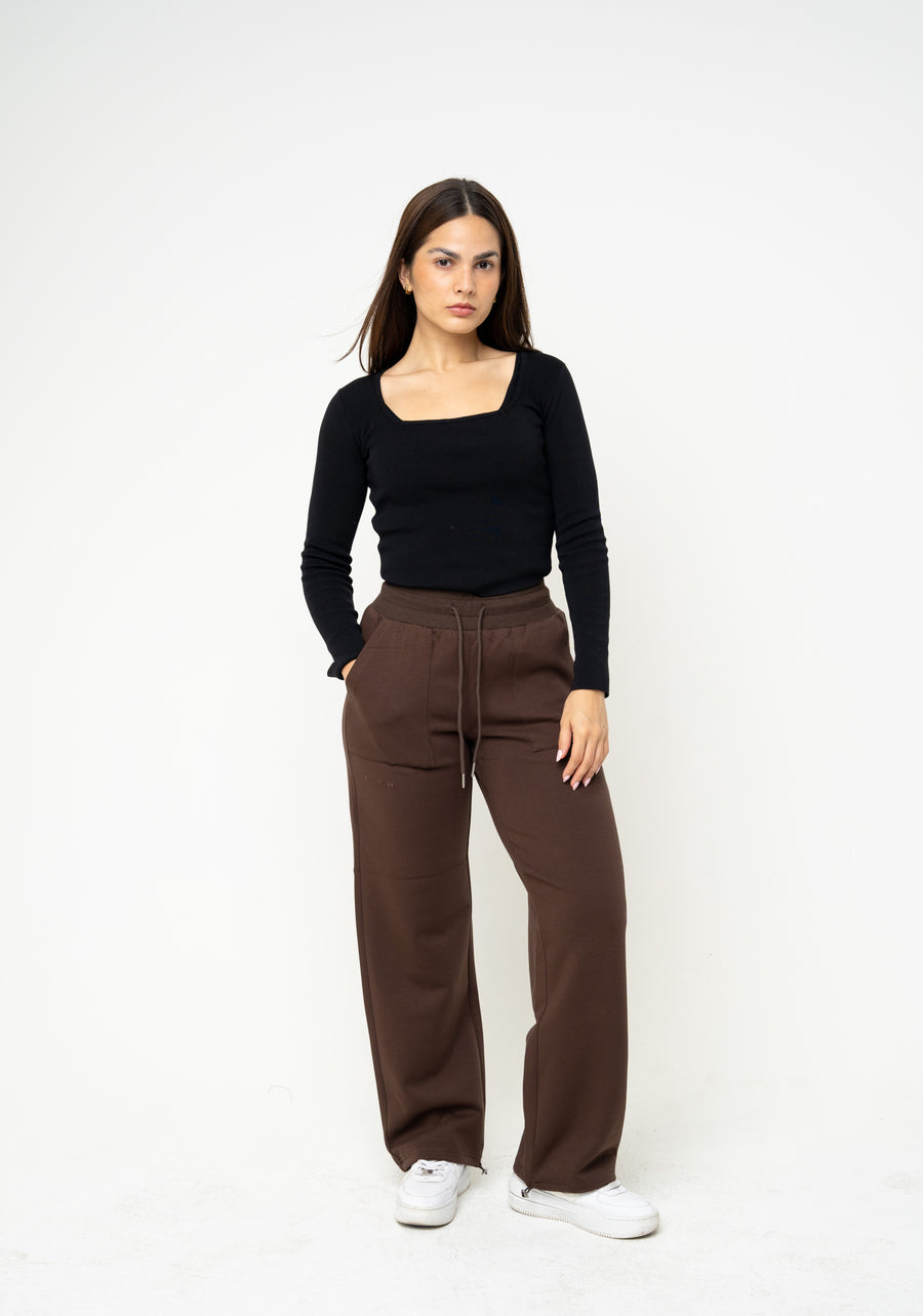 Cotton Brown High-Rise Relaxed Jogger Pants - Athleisure