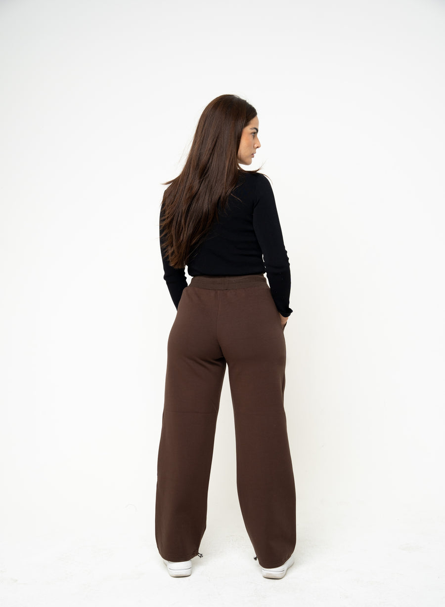 Cotton Brown High-Rise Relaxed Jogger Pants - Athleisure