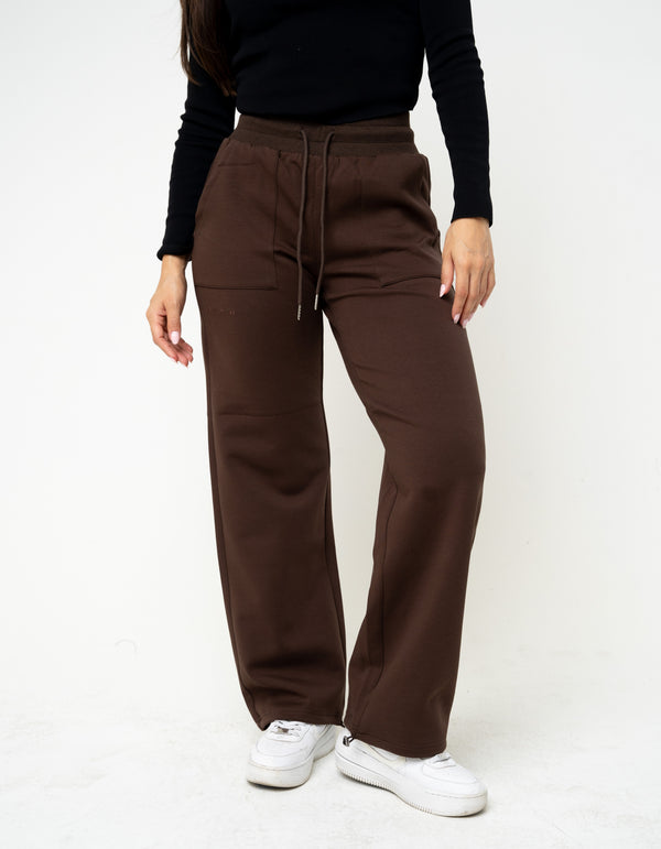 Cotton Brown High-Rise Relaxed Jogger Pants - Athleisure