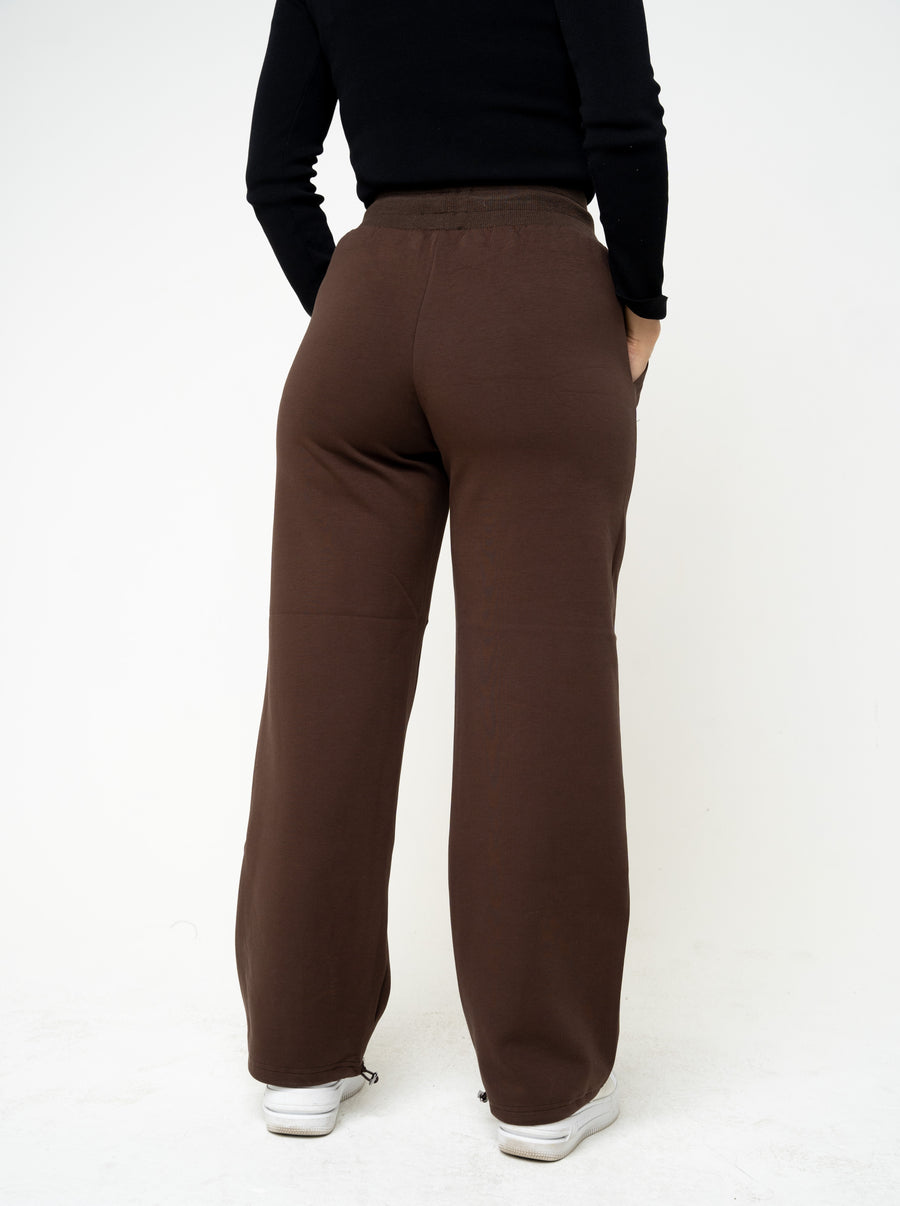 Cotton Brown High-Rise Relaxed Jogger Pants - Athleisure