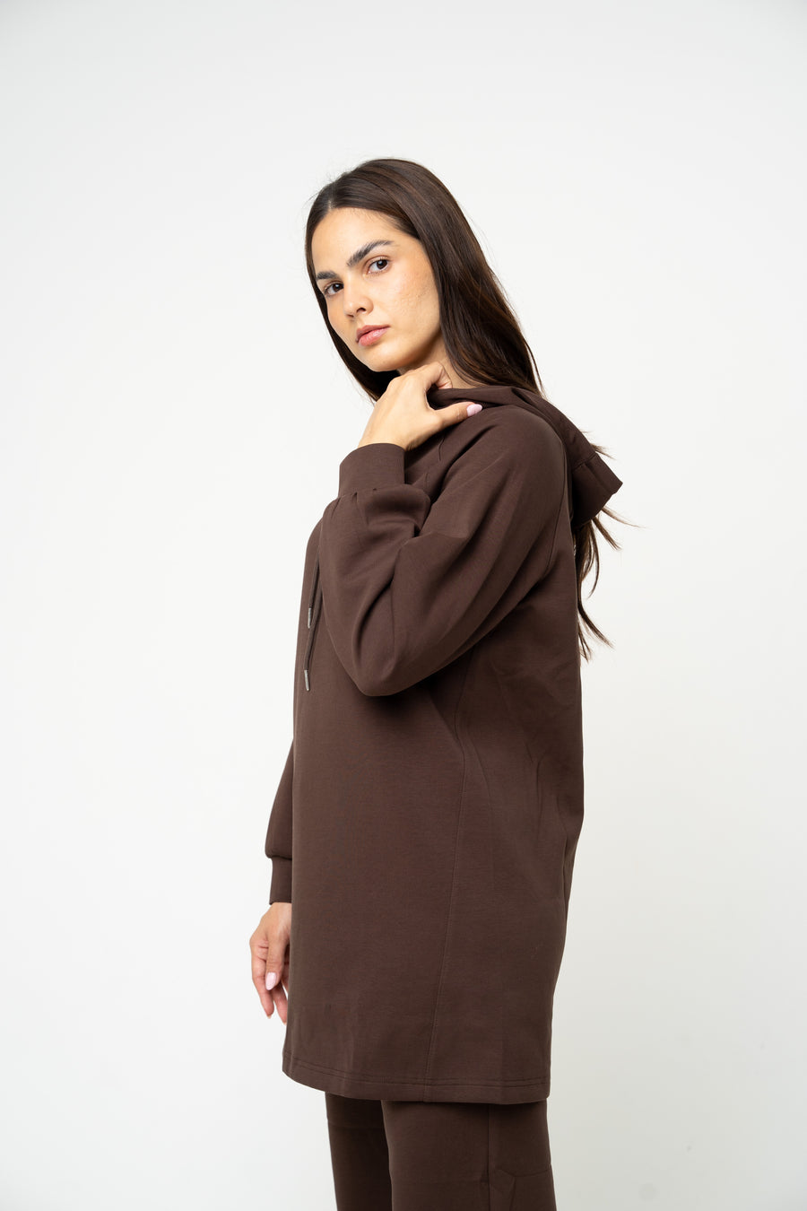Cotton Brown Relaxed Hoodie - Athleisure