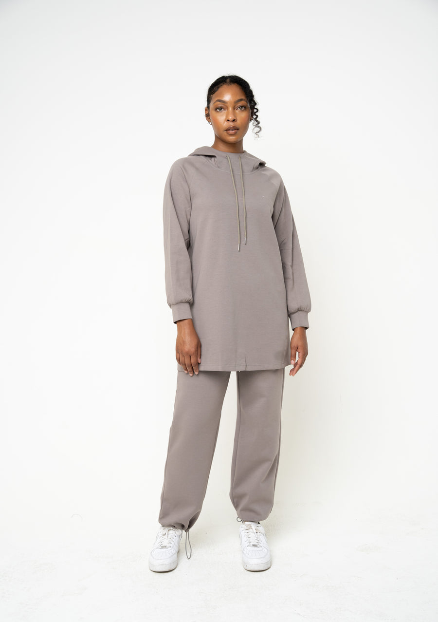 Cotton Grey Relaxed Hoodie - Athleisure