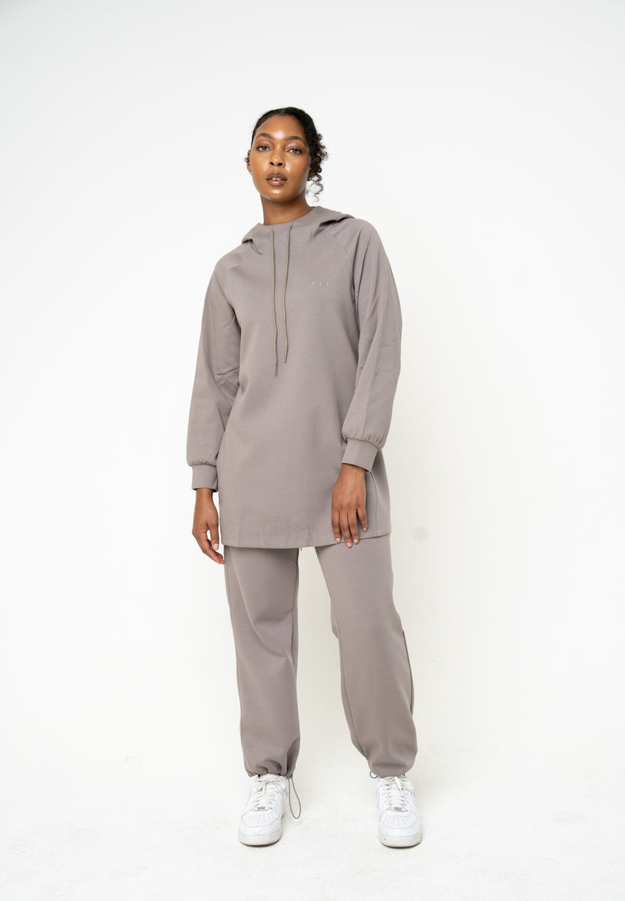 Cotton Grey Relaxed Hoodie - Athleisure