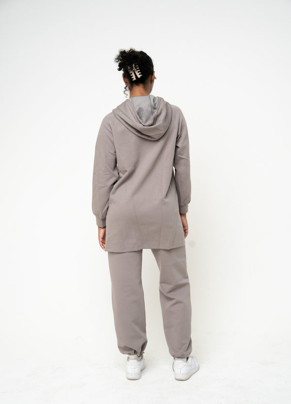 Cotton Grey Relaxed Hoodie - Athleisure