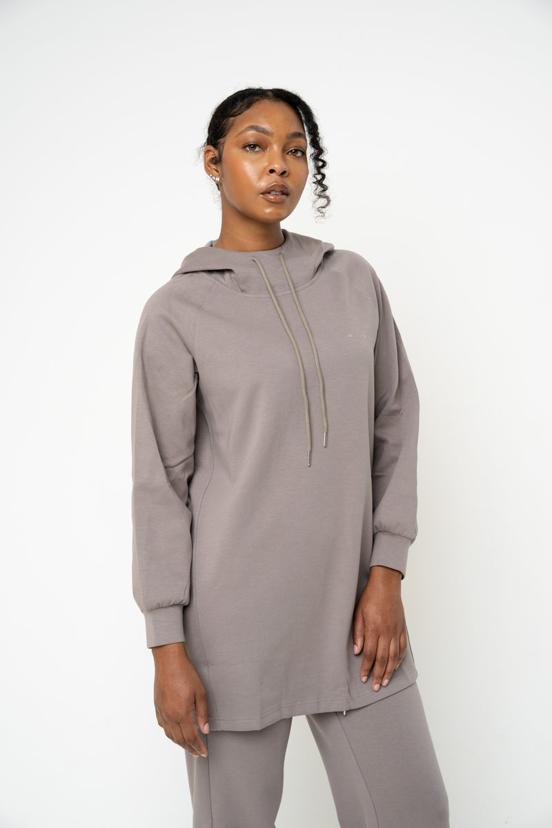 Cotton Grey Relaxed Hoodie - Athleisure