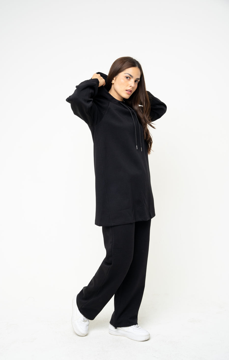 Cotton Black Relaxed Hoodie - Athleisure