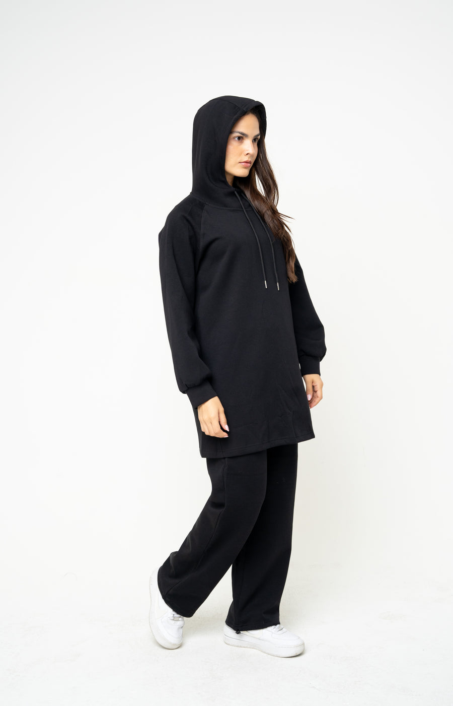 Cotton Black Relaxed Hoodie - Athleisure