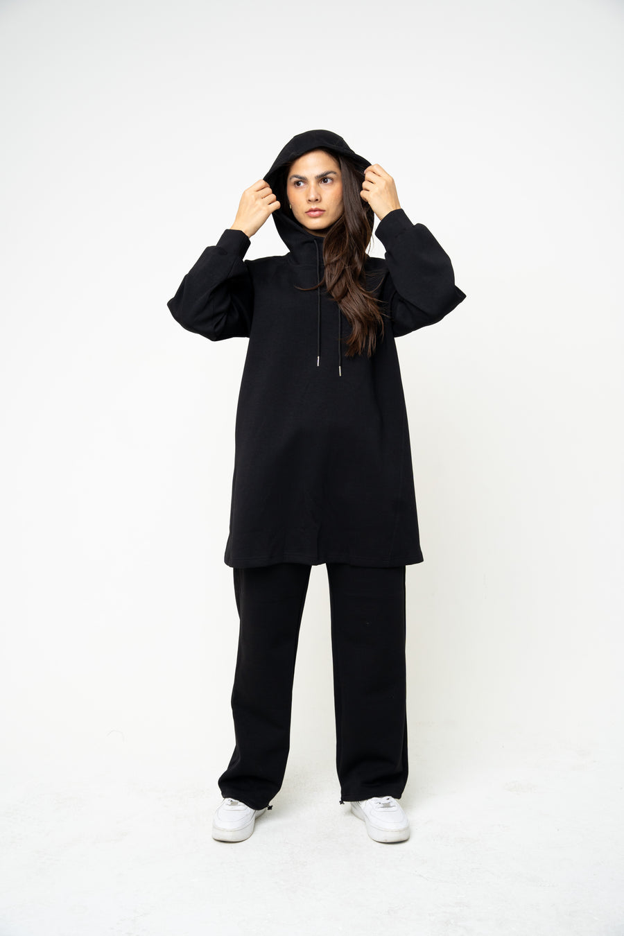 Cotton Black Relaxed Hoodie - Athleisure