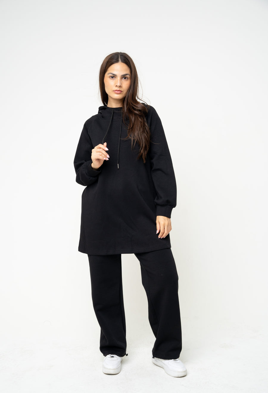 Cotton Black Relaxed Hoodie - Athleisure