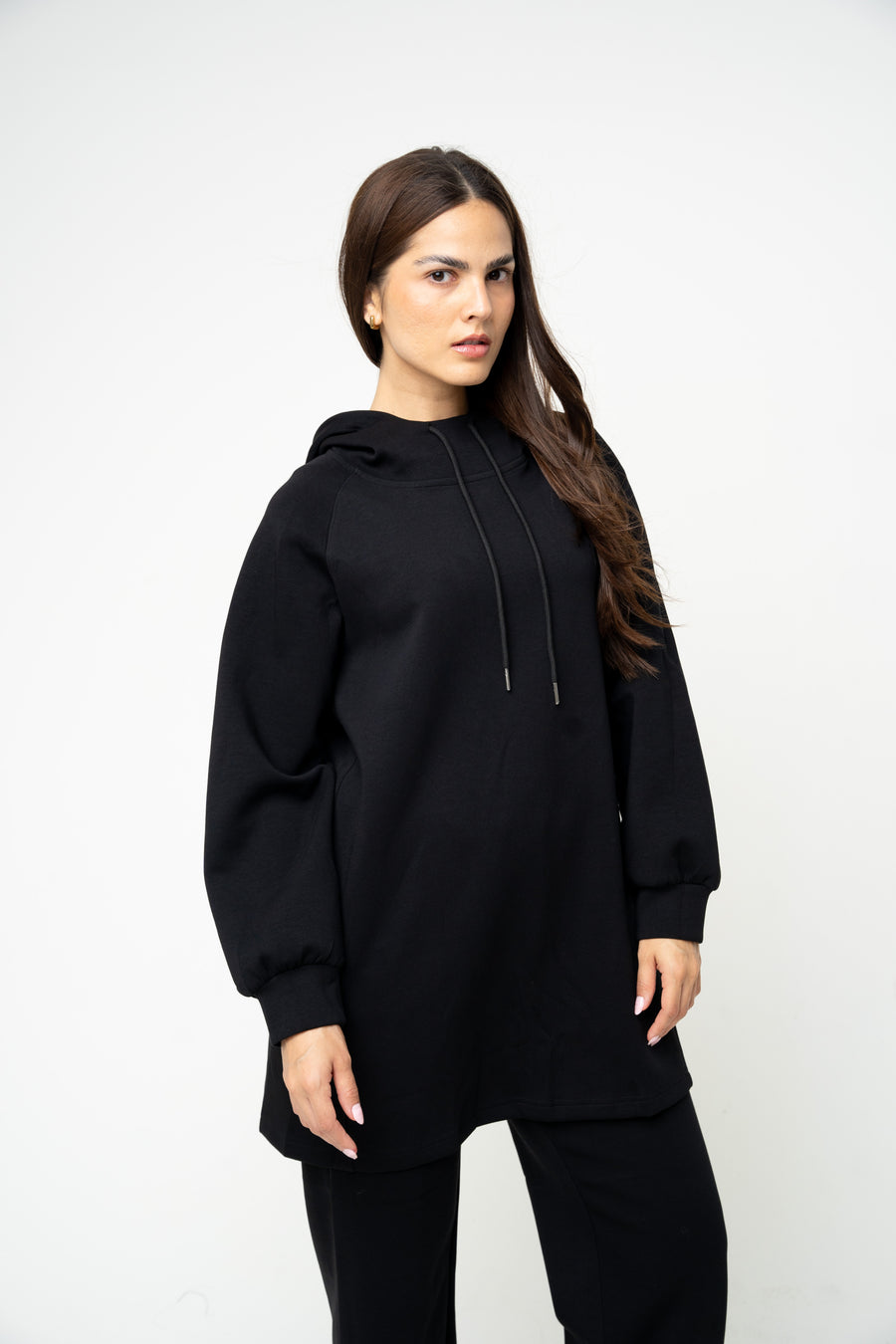 Cotton Black Relaxed Hoodie - Athleisure