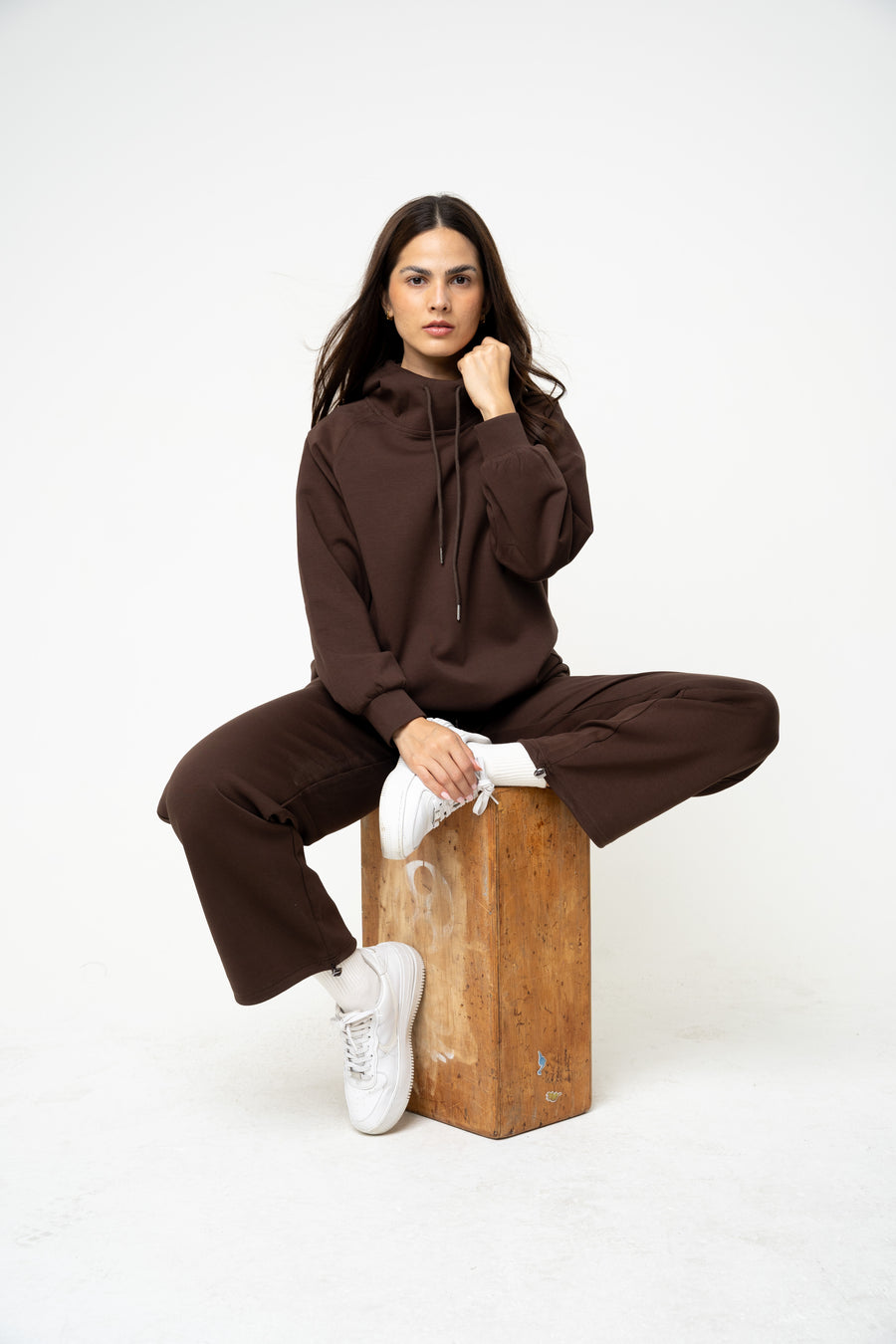 Cotton Brown Relaxed Hoodie - Athleisure