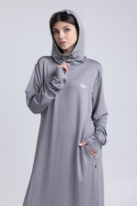 MODA - Modest Workout Abaya (Slim Fit) (Grey)