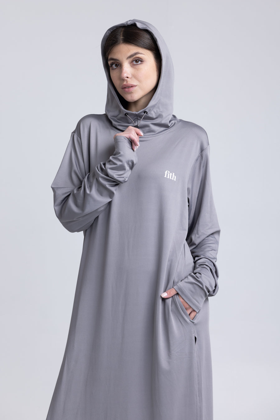 MODA - Modest Workout Abaya (Slim Fit) (Grey)