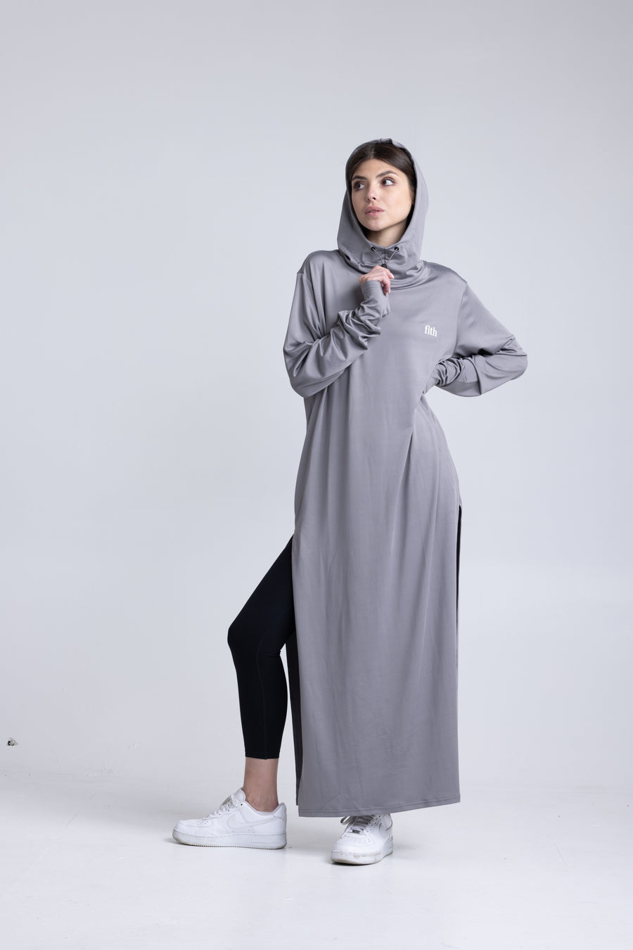 MODA - Modest Workout Abaya (Slim Fit) (Grey)