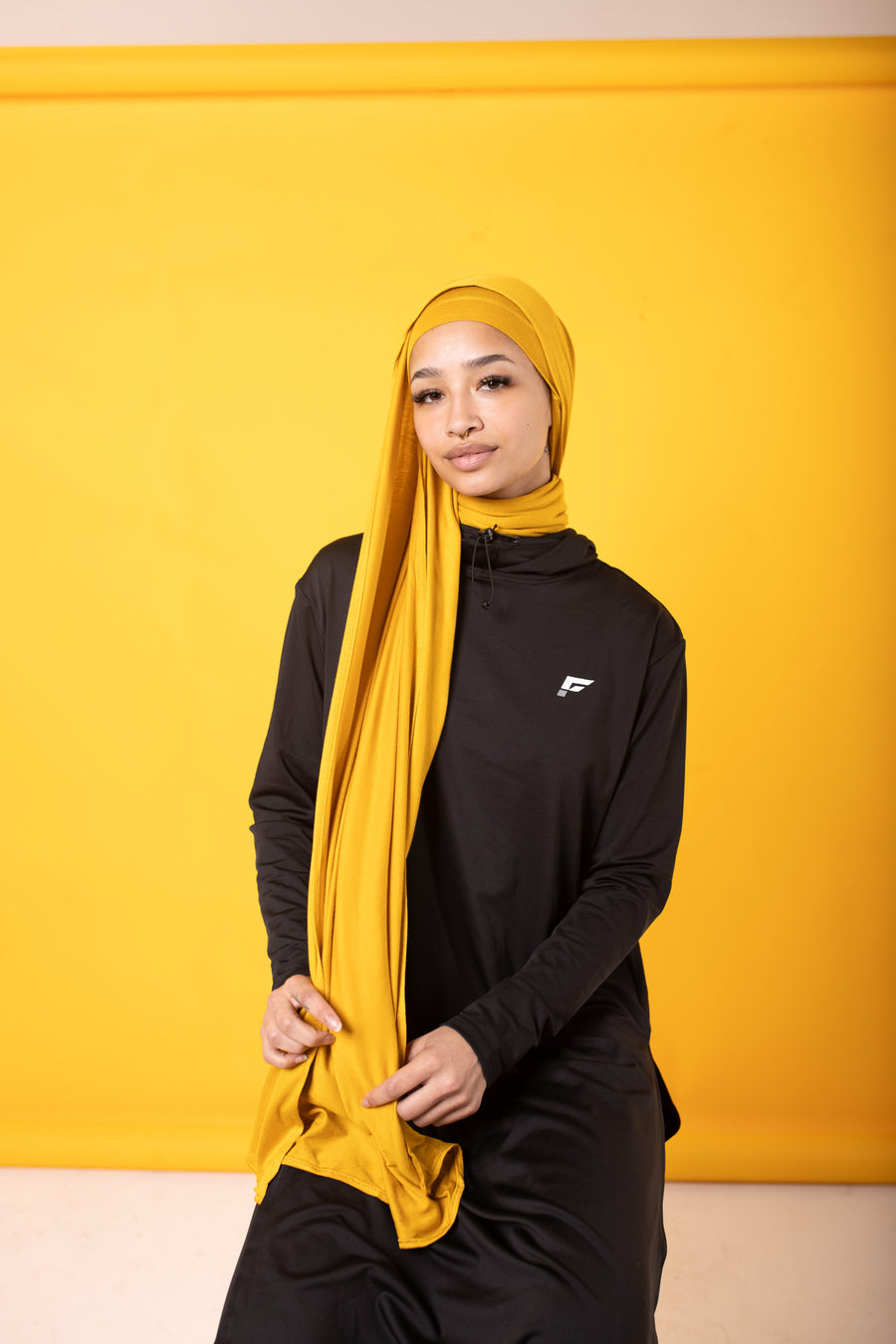 Non-Slip Workout Hijab (Mustard)