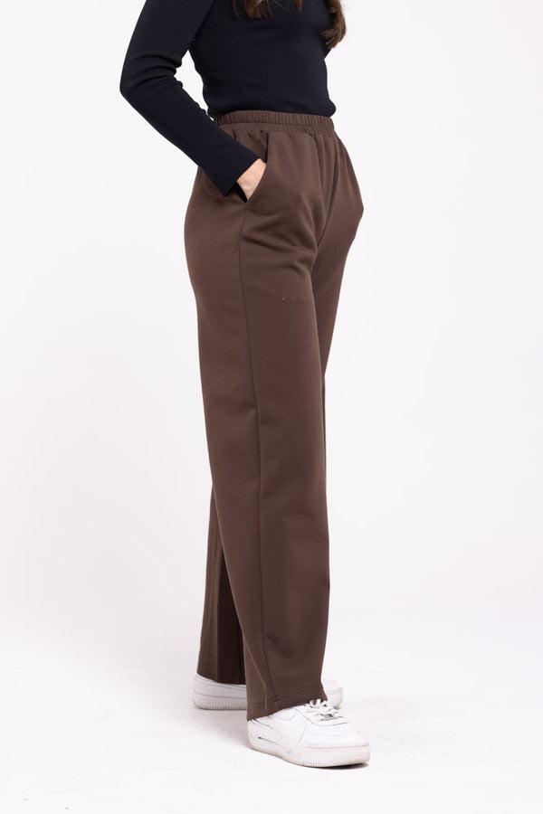 Cotton Relaxed Bottoms - Athleisure (Brown)