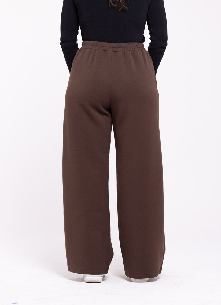 Cotton Relaxed Bottoms - Athleisure (Brown)