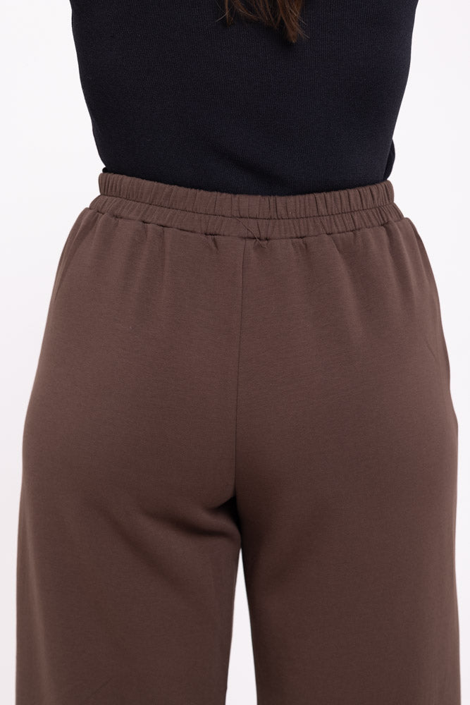 Cotton Relaxed Bottoms - Athleisure (Brown)