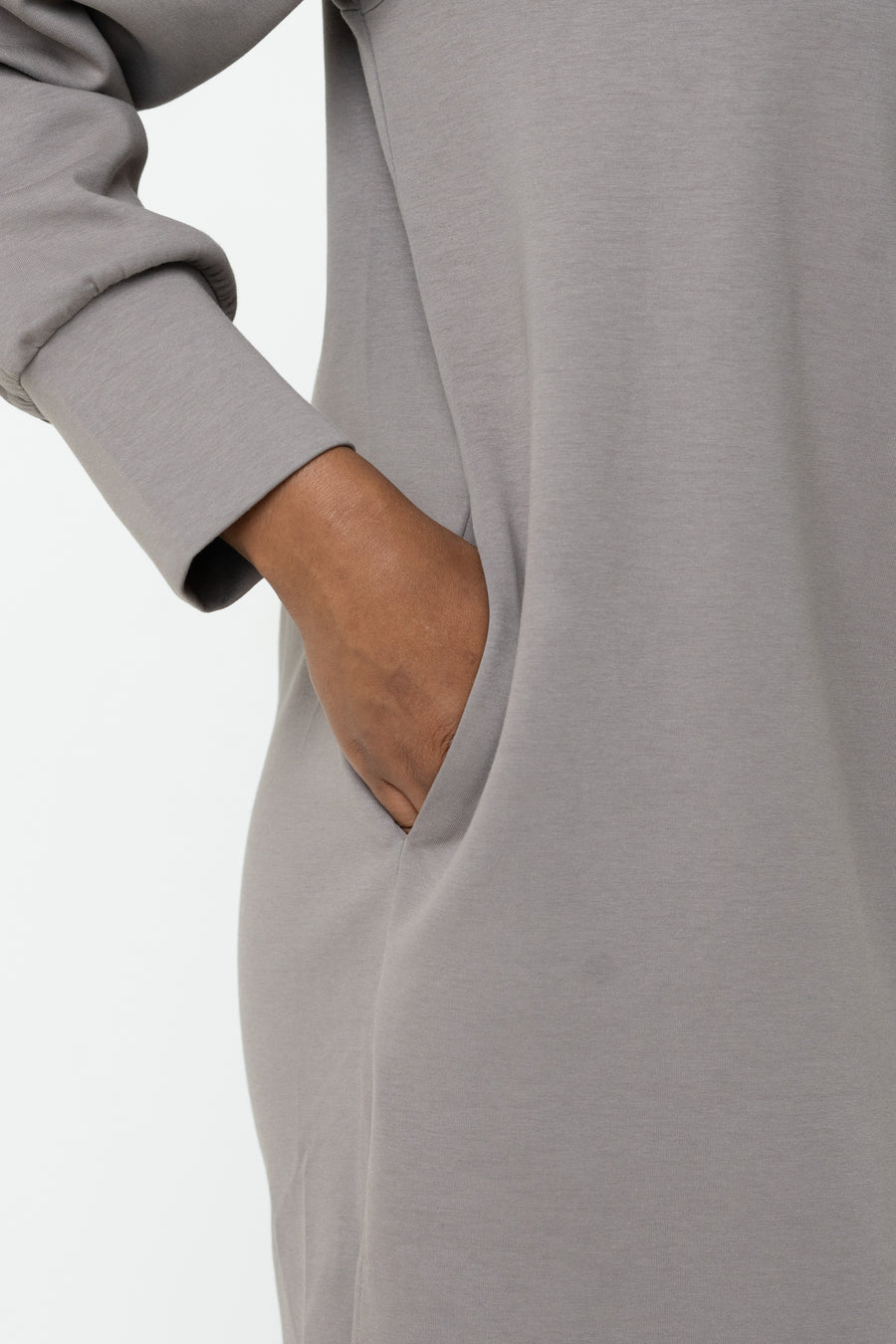 Cotton Grey Hooded Abaya (Zipped) - Athleisure